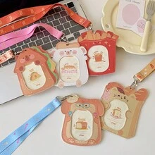 Food Cartoon Lanyard Card Holder Cute Toast Bear Student Campus Meal Card Bus Subway Card Idol Photo Card Storage Protective Case - Multicolor - View 5