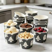 Halloween Cute Ghost Pattern Paper Bowls, Disposable Party Snack Cups, Suitable For Hot & Cold Foods, Perfect For Adult Halloween Night Parties, Office Spooky Gatherings, Cosplay Events, Haunted House Parties And Snack Distribution - View 3