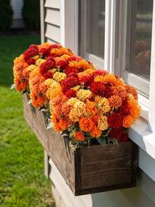 6pcs Artificial Autumn Chrysanthemums, Colorful UV-Resistant Realistic Non-Fading Outdoor Decor, Suitable For Front Door, Porch, Patio, Yard, Balcony, Vase, Tabletop Floral Arrangement, Halloween, Harvest Festival, Thanksgiving Decoration - Multicolor - View 9