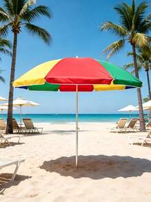 Colorful Spliced Outdoor Sun Umbrella, Multiple Sizes Available, Sun‑Proof And Rain‑Proof, Sturdy Umbrella Pole, Suitable For Multiple Scenarios Such As Beaches, Courtyards And Street Vending - A - View 6