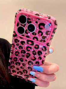 Japanese & Korean Ins Style Glitter Leopard Print Phone Case Compatible With Apple 17 Pro, 16, 15 Pro, 16 Pro Max, 16 Pro, Full Coverage Anti-Drop Protective Cover, Niche Luxury Minimalist For Women - Multicolor - View 3