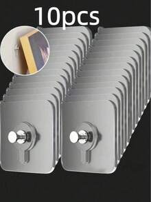 20/10/1pc Transparent Picture Frame Hooks, Strong Self-Adhesive Picture Frame Hooks, Damage-Free Hooks, Suitable For Photo Albums And Artworks, No Drilling Required, Bathroom And Kitchen Wall Hooks, Suitable For Glass/Tile/Wood/Metal Surfaces - Multicolor - View 9