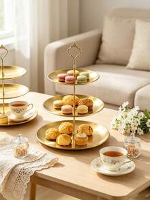 3pcs/4pcs (2-Tier/3-Tier + Accessory Set) Stainless Steel Multi-Layer Dessert Stand, Easy To Clean And Desktop Storage Display Rack, Stable And Rust-Proof, Space-Saving Party Holiday Table Organizer, Suitable For Cakes, Pastries And Seasonal Fruits. Perfect Practical Gift For Baking Enthusiasts Or Party Lovers, Christmas, Back To School Season. - View 6