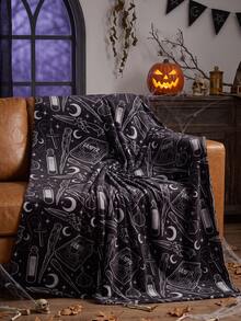 1pc Halloween Flannel Blanket, Single-Sided Print, Soft & Lightweight, Cartoon Pattern, Comfortable & Easy Care, Multi-Purpose Blanket, Suitable For Bedroom, Sofa, Study And Dorm, Room Decor, Halloween Decor, Ideal Halloween Gift, Perfect Birthday Gift - Multicolor - View 8