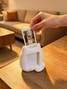 3D Printed Cat Vertical Photo Frame, Cute Kitten Photo Holder, Healing Atmosphere Desktop Decor, Fun Memory Display Stand, Suitable For Bookshelf Entryway, Valentine's Day Mother's Day Birthday Anniversary Gift, Cat Lover Home Decoration - Multicolor - View 1