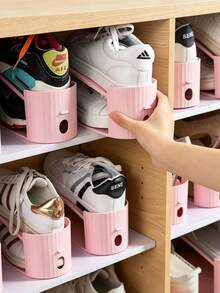 Verstellbares Schuhregal, verstärkter doppellagiger Schuhschrank, Schuhe leicht organisieren und Platz sparen, Wandregal für Zuhause, geeignet für Eingangsbereich, Flur, Wohnzimmer, Schlafzimmer, Badezimmer - Verschiedenfarbig - Übersicht 3