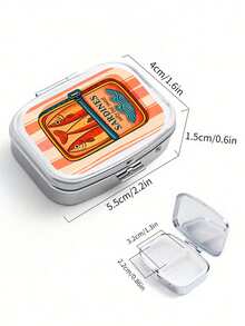 Canned Sardine Square Pill Box, Portable Medication Storage Compartment, Mini Metal Storage Box, Portable Jewelry And Pill Box, Travel Pill Box, Large Compartment, Weekly Medication Organizer, Suitable For Daily Medication And Vitamins, Essential For Doctors And Nurses, Emergency Needs, Travel, Hiking Emergency Rescue, Personalized Creative Gift With Cartoon Logo, Unique Gift, Birthday Gift, Holiday Souvenir, Back To School Gift, Graduation Gift - Multicolor - View 12