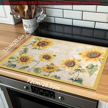 1pc Sunflower Floral Pattern Absorbent Drying Mat, Kitchen Decor Coffee Machine Mat, Laundry Room Accessory Handmade Coffee Pot Drip Tray, Kitchen Floor Mat, Dining Table Mat, Kitchen Countertop Dish Drying Mat, Breakfast Mat, Heat-Resistant Drip Tray With Non-Slip Pad, Diatomaceous Earth Drip Tray, Stain Hiding, Super Absorbent Kitchen Drip Tray, Easy To Clean Dish Rack Mat, Perfect For Kitchen, Dining Table, Coffee Shop, Bar, Holiday, Party, Home Decor, Holiday Gift - Multicolor - View 8