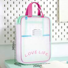 HUAJIE EVA Clear Mesh A4 Handheld File Bag With Macaron Border & Subject Label Slot, Waterproof Large Capacity Student Exam Paper Document Storage Tote - Single Piece - View 9