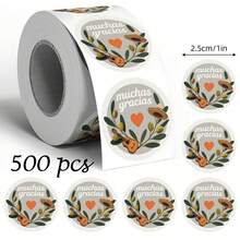 500pcs Gracias Spanish Thank You Doodle Roll Stickers, 1 Inch Round, 3 Styles To Choose From, Perfect For Baking Gift Box Sealing, Party Favor Packaging, Scrapbooking, Kids Reward Stickers, Creative Packaging, Market Stall Decoration - Multicolor - View 10