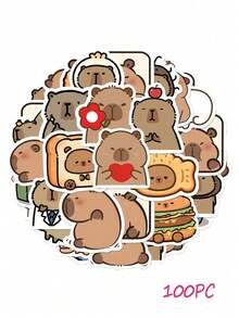 199pcs/Set Cute Capybara PVC Stickers, Suitable For Decorating Laptops, Notebooks, Skateboards, And Guitars. Diverse Styles, One-Time Stickers, Beautiful For DIY Phone Cases And Computer Backplates, Also Essential For School Supplies And Back-To-School Season. - Multicolor - View 12