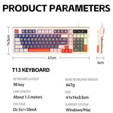 T-WOLF Keyboard Gaming Private Mold Illuminated Red Switch Tactile Wired Keyboard Universal Untuk Komputer Bisnis Kantor Keyboard Gaming Multi-Color Patchwork Keyboard - View 10