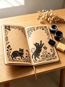 16pcs Rectangular Hollow Painting Stencils, Vintage Pastoral Style Cat, Flower, Grape, Lily Patterns Hand-Drawn Templates, Scrapbook Border, Bookmark, Wooden Cabinet Decoration Graffiti Stencils, Reusable Handmade Art Painting Tools - Multicolor - View 9