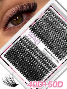 Waloshow 14 Rows Grafting False Eyelashes 40D 60D Faux Mink Eyelashes Mixed Length Natural Style 3D Russian Dense Single Cluster Eyelashes Black Paper Box Makeup Tool - C - View 3