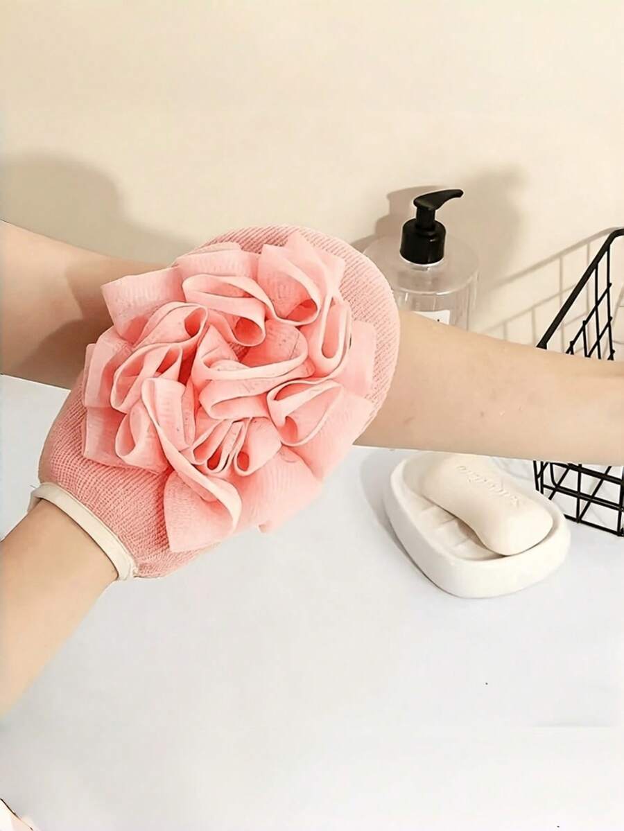 1pc 2-In-1 Exfoliating Bath Glove (Exfoliating Bath Glove + Shower Scrub Ball) With 1pc Portable Hook - Soft Scrubbing Surface, Suitable For Body, Face, Spa And Massage - With Hook For Convenient Storage - Black, Suitable For Bathroom And Salon - Multicolor - View 1