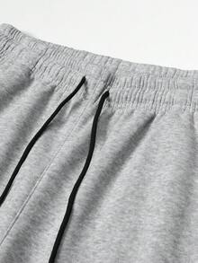 Men's Drawstring Elastic Waist Multi-Pocket Cargo Joggers, Casual Loose Fit Ribbed Cuff Sweatpants, Suitable For Outdoor And Daily Wear - Light Grey - View 6
