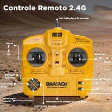 Caminhão Betoneira Brastoy Controle Remoto Tambor 360° Descarga Automática Luz e Som Realista Brinquedo Veículo de Obra - Amarelo - Visão 4