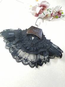 1pc Women's Black Elastic Solid Color Bohemian Polyester (Polyester) Lady Small Shawl Autumn/Winter Fashion Fake Collar - Black - View 13