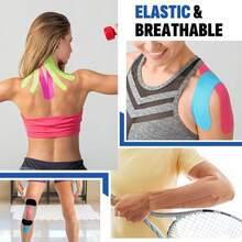 10/20/30/40pcs Pre-Cut Kinesiology Tape, Elastic Muscle Tape, Sports Bandage, Athletic Tape, Random Color, Back To School, Running, Gym, Christmas Gift - Multicolor - View 3