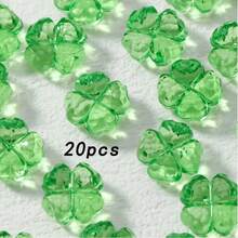 20Pcs Transparent Faceted Four Leaf Clover Acrylic Beads, Green Clover Spacer Beads For DIY Bracelet Necklace Jewelry Making - Green - View 7