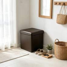 Collapsible Storage Ottoman, Black - Black - View 4