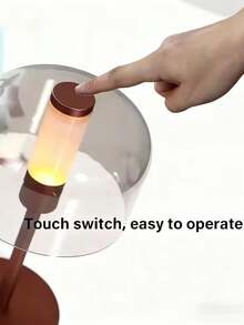 1pc Vintage Shade Touch Control Table Lamp, Portable USB‑C Rechargeable LED Nightstand Light, Warm Glow Ambient Lamp For Home, Bar, Cafe Decoration - Night Light - View 10