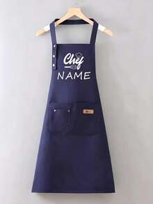 Customized Text Apron, Chef Cooking Kitchen, Unisex Chef Baking Apron, Canvas Work Apron With Pockets, Personalized Kitchen Apron With Custom Logo, Perfect For Wedding Season, Home Cooks And Baking Enthusiasts, Great Gift For Family And Friends - Multicolor - View 14