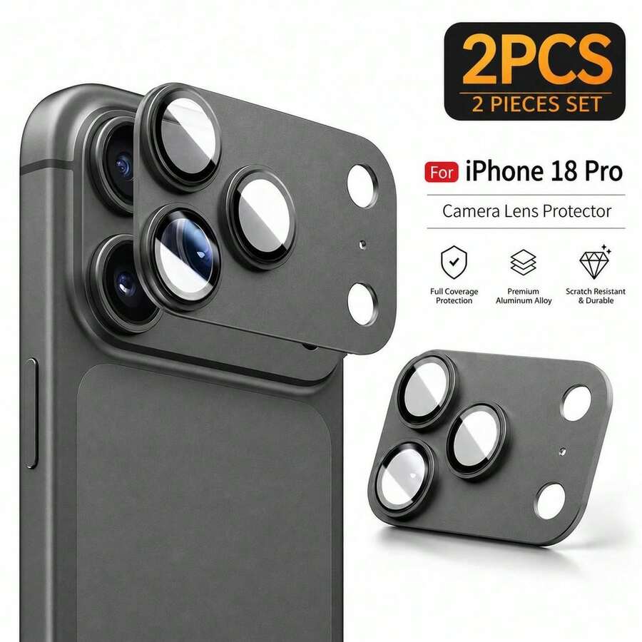 2片裝強化玻璃相機鏡頭保護膜,適用於 iPhone 18 Pro/18 Pro Max,高清晰透明無氣泡鏡頭蓋,防刮耐衝擊、易安裝全方位保護手機配件(深灰色) - 深灰色 - 查看 1