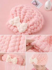 1pc Cloud Pattern Velvet Gold Turtle Velvet Bow Princess Hair Drying Cap Bath Cap Coral Fleece Wholesale New Quick Dry Elastic - Multicolor - View 3