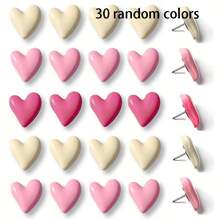 15/20/30pcs Heart-Shaped Cork Push Pins, Cork Board Push Pins, Fun Push Pins For Decorating Photo Wall, Feature Wall, Map, Bulletin Board, Office Or Home, Random Color - A - View 7