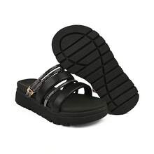 Sandália Infantil Feminina Plataforma Strass Multiuso Lulopé - Preto - Visão 3