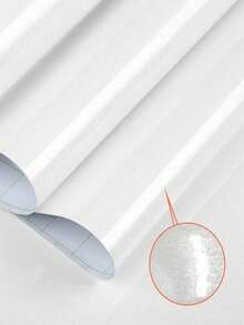 1 Roll White Furniture-Specific Glossy White Kitchen Self-Adhesive Wallpaper, Suitable For Cabinets, Tables And Waterproof Doors - A - View 3