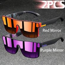 WSZ 2PCS Latest Fashion Vintage Square Sports Glasses Flat Frame Street For Unisex Eyewear For Choice For Outdoor Vacation And Daily Clothing Matching - 2PCSF766 - View 14