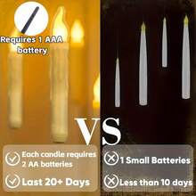 Lilin Terapung Tanpa Api dengan Tongkat Ajaib dan Kontrol Jarak Jauh, Lampu Hangat Berkedip Kerucut LED, Dekorasi Halloween, Lilin Gantung Ajaib untuk Rumah, Cocok untuk Halloween, Natal, Pesta Ulang Tahun, Pengoperasian dengan Kontrol Jarak Jauh, Penempatan Bebas, Baterai Tidak Termasuk - Putih - View 8