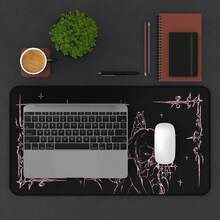 1pc Crying Angel Illustration Desk Mat | Gothic Angel Mouse Pad, Gaming Mouse Pad, Desktop Decor 15.7X35.4 In PC Computer Accessory, Extra-Large Rubber-Based Office Mat - Gothic Style - View 6