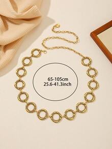 1pc Women's Water Ripple Hollow Circle Design Party Maillard Classic Waist Belt, Suitable For Autumn/Winter Daily Casual Wear, Christmas Gift For Friends - Gold - View 5