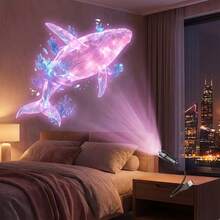 海洋生物 LED 投影燈，夢幻 USB 小夜燈，附大鯨魚、水母與海星圖案，支持 360° 旋轉與角度調節，營造節日派對氛圍，生日禮物、情人節禮物 - 黑色 - 查看 18