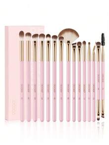 docolor 15pcs Neon Color Eyeshadow Makeup Brush Set, Includes Blending Brush, Packing Brush, Detail Brush, Suitable For Beginners, High-Quality Synthetic Fiber Eyeshadow Brushes, Professional Makeup Tools For Eyes And Eyebrows, Portable Travel Makeup Brushes, Gift For Women And Girls - Pink - View 9