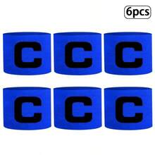 6pcs C-Shaped Captain Armbands, Durable Football Captain Armbands, Adjustable Elastic Band, For Match And Training - Help Identify Captain's Position In Team Sports, Promote Activity - Multicolor - View 2