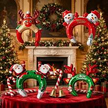 Christmas Reindeer Snowman Santa Claus Shaped Headband Foil Balloons, Holiday Party Decoration, Store Event Atmosphere Decor Balloons - Multicolor - View 2