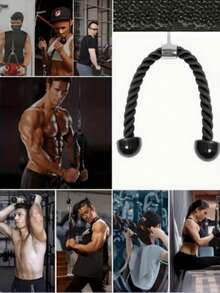 Heavy Duty Gym Cable Attachment Set With Tricep Rope, 2 Workout Handles, 2 Carabiners, Door Anchor For Home Workout, Resistance Training And Pulley System - Black - View 6
