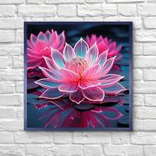 1PC DIY 5D Diamond Painting Kit Lotus Pattern - Round Full Diamond Art Mosaic Craft, Home Wall Decor, Unframed - No Frame - View 2