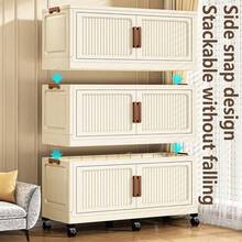 2/3/4/5-Tier 35.43-Inch Wide & Thickened Wardrobe With Wheels, Foldable Storage Cabinet, Multi-Functional Portable Modular Storage Box With Lid, Large Capacity Foldable Storage Trunk With Doors, Suitable For Bedroom Quilt And Clothing Storage. - Solid Color - View 8