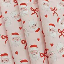 40/90/140pcs Pink Background Santa Claus Pattern Thin Paper, Santa And Bow, Handmade Wrapping Paper, Gift Box Filler, Party Decor - Christmas Style Design, Holiday Packaging, Durable Packaging, Christmas Decor, Includes Christmas Stickers - A - View 10