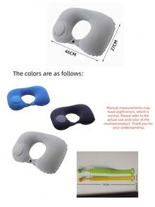 Portable Inflatable Neck Pillow For Travel, Folding Travel Necessities, Providing Neck Support, Suitable For Sedentary People, Camping, Traveling Tents, Outdoor Business Trips, Office Naps, Airplanes, Train Carriages, Learning And Driving. - Multicolor - View 3