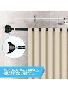 1pc Adjustable Stainless Steel Clothes Rack, Extendable Bathroom Towel Bar, Clothes Rack, Curtain Rod, Closet Hanging Rod, Also Suitable For Retractable Shower Curtain Fixing And Balcony Use. No Drilling Required, Suitable For Curtains, Doors And Various Items In The Bedroom. - A - View 2