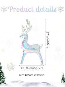 1pc Christmas Reindeer Balloon, Includes White, Gold, Colorful Reindeer, Suitable For Christmas Decoration, Balloon Deer, New Year Party Decoration - Multicolor - View 7