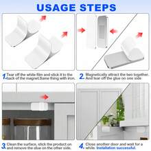 4pcs Stainless Steel Ultra-Thin Strong Magnetic Cabinet Door Bumpers, No-Drill Installation For Kitchen Cabinets, Wardrobes And Drawers, With Adhesive Backing For Damage-Free, Secure And Firm Mounting - Silver - View 5