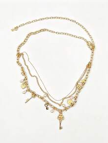 1pc Gold Chain Belt, Fashion Metal Women's Body Chain, Summer Party Holiday Pants Accessory - Gold - View 6