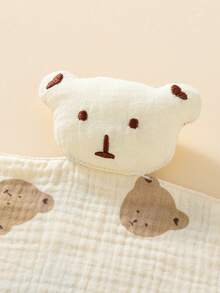 2PCS Comfortable Thin Breathable Crepe Fabric Baby Bibs, Cute Bear Head Multi-Functional Drool Bibs, Comforting Blankets - Multicolor - View 7